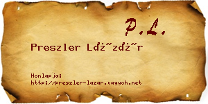 Preszler Lázár névjegykártya